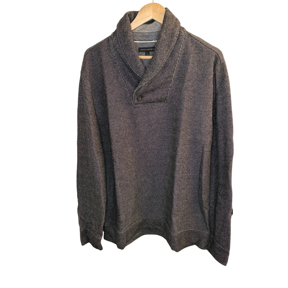 Banana Republic  Collar Pullover Sweater Gray Textured Knit XL‎ 376157-00